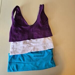 Unbranded Sports Bra Set of 3 Women's XS Purple White Blue NWOT